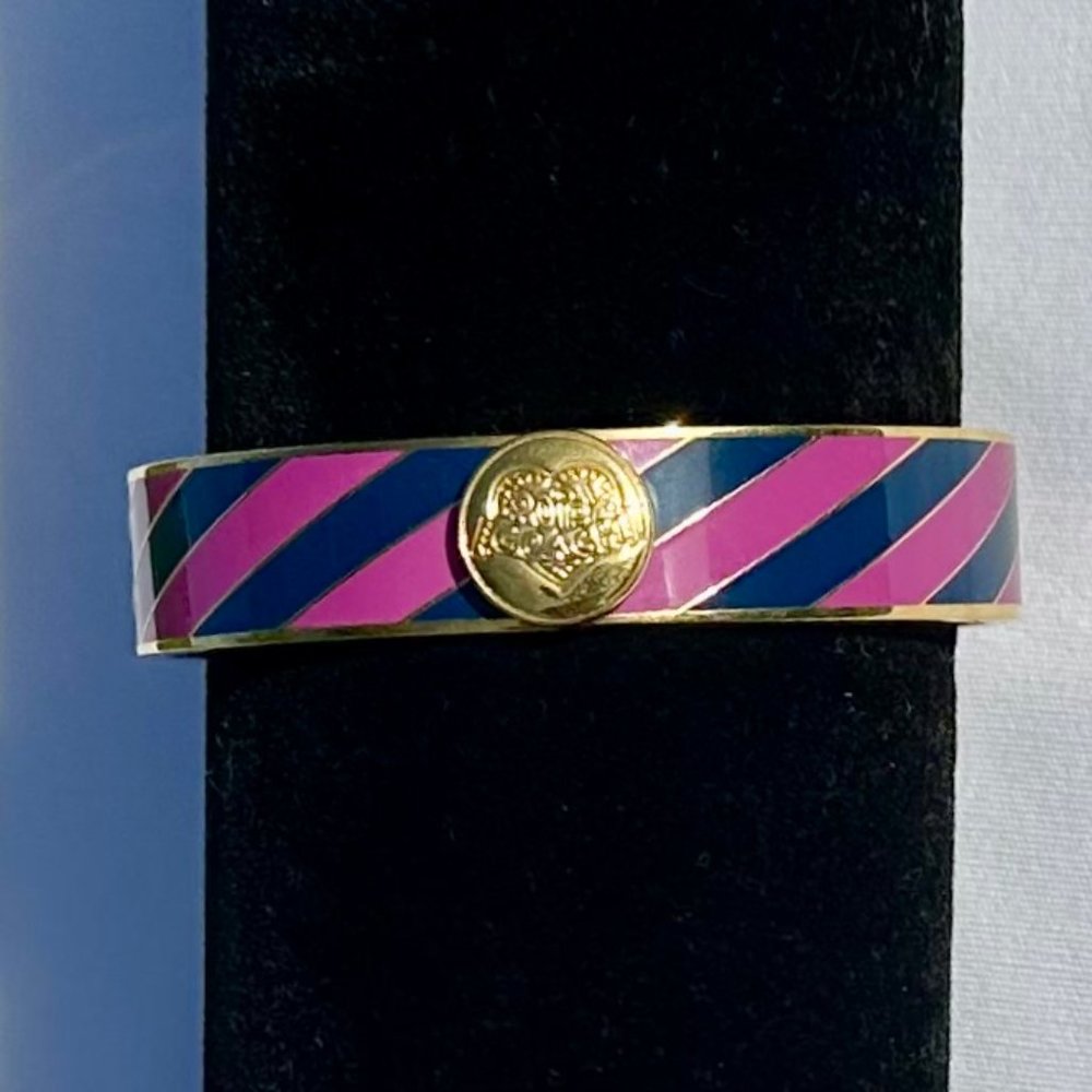 COACH Purple Enamel Bracelet with Navy Stripe